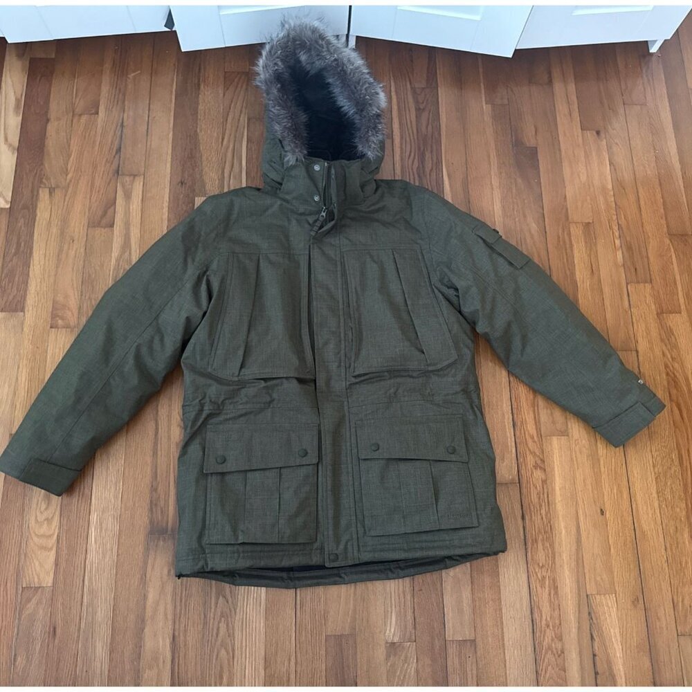LL Bean Men's Baxter State Jacket Parka Hood Faux Fur Down Insulated Size L Reg - Picture 1 of 12